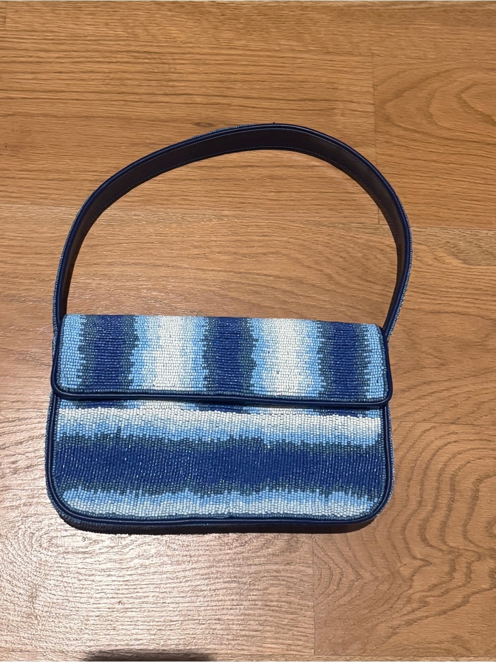 STAUD NEVER WORN Blue Gradient Striped Shoulder Bag
